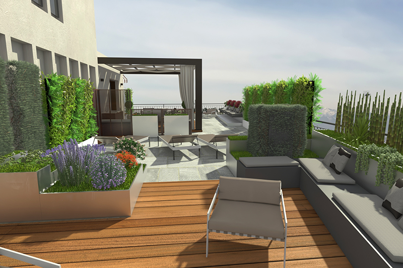 Green design per terrazza panoramica residenziale